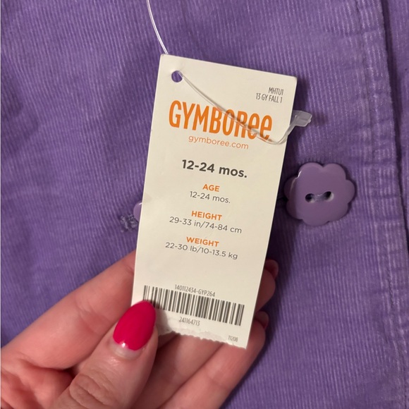 Gymboree Lavender Corduroy Pea Coat - Picture 2 of 3